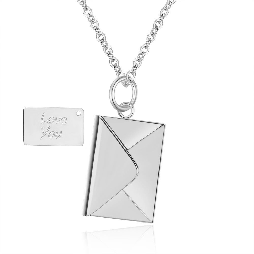 Titanium Stainless Steel Openable Envelope Pendant Necklace Choker Love You Engraved for Lovers Men Women Unisex Couple Rose Gold Wolf Tide Jewelry Gi