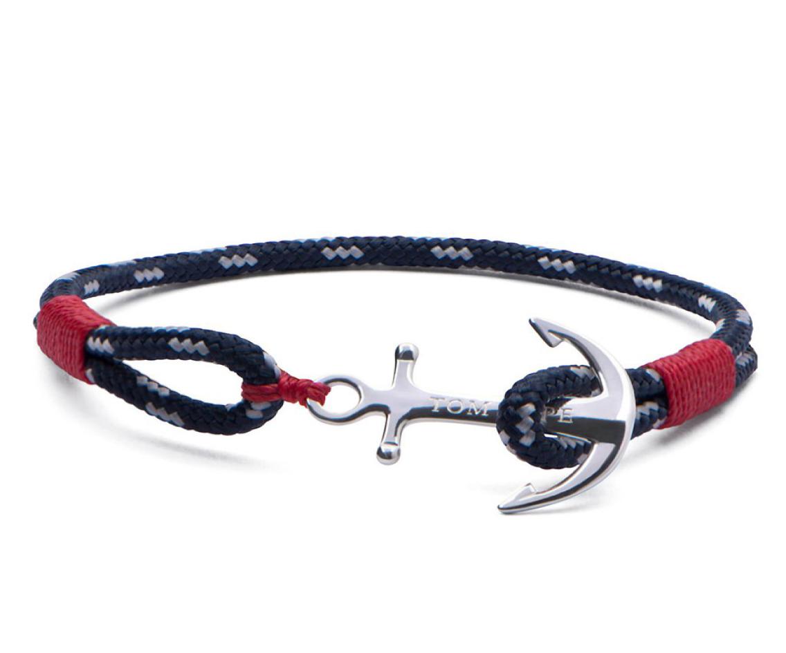 Tom Hope 4 size red thread chains stainless steel anchor charms bracelet with box and TH01