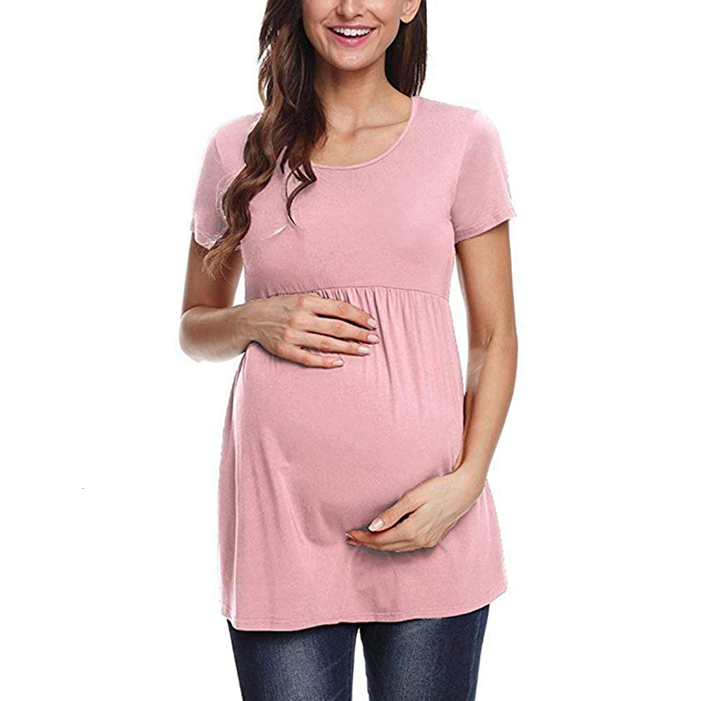 Maternity Dresses Womens Maternity Tops Short Sleeve Striped Tunic Casual Pregnancy T-Shirt Maternity Clothes Comfy Flattering Summer Blouses 230404