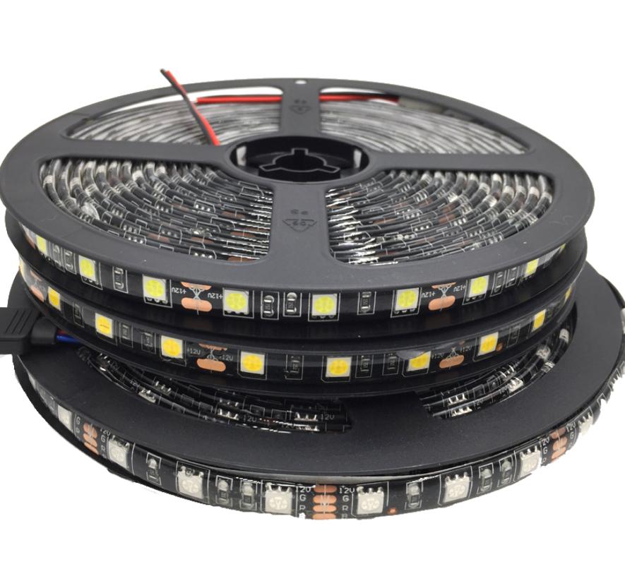 5050 Black PCB LED Strip IP65 Waterproof DC12V 60LEDM 5Mlot White Warm White Red Green Blue RGB