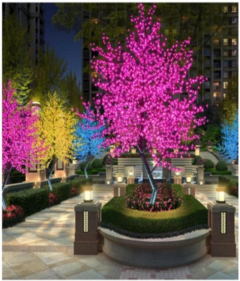 LED Cherry Blossom Tree Light 864pcs LED Bulbs 18m Height 110220VAC Seven Colors for Option Rainproof Outdoor Usage Drop