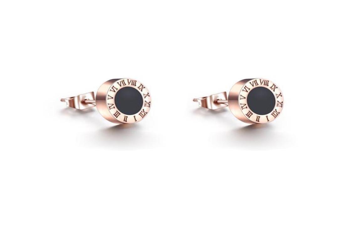 luxury designer jewelry women earrings mens stud earrings fashion ladies roman numeral white shell and black onyx earring punk