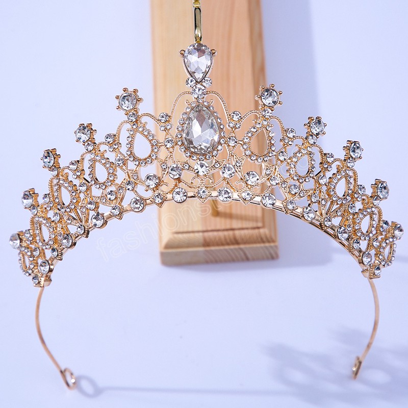 18 Colors Gold Silver Color Metal Crystal Tiara Crown Party Gift Princess Rhinestone Bridal Crown Hair Accessories