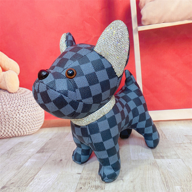 Decorative Objects Figurines Cute Diamond-studded Dog Plush Toy Creative French Fighting Dog Doll Pillow Living Room Decoration Home Decoration 230404