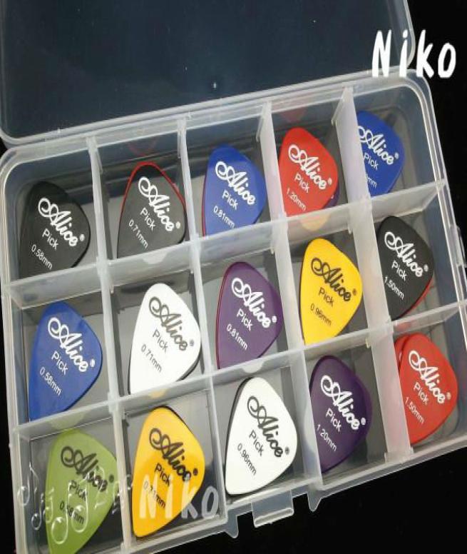 Lots of 200pcs Alice Acoustic Electric Guitar Picks Bass Plectrums1 Large Plastic Picks Box Case