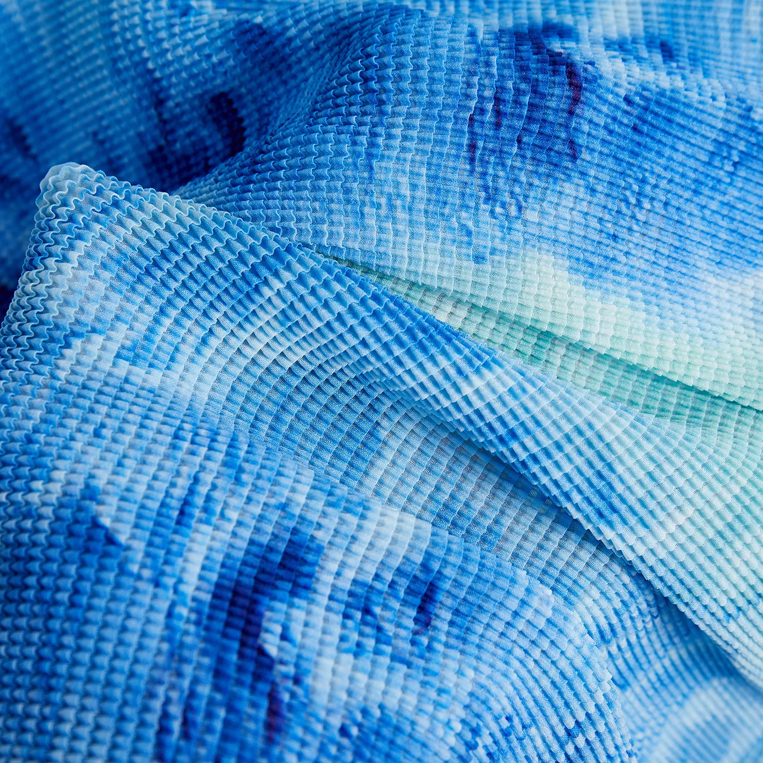 Two Piece Dress Runway 2 Piece Sets Women Outfits Spring Autumn Miyake Pleated Long Sleeve Blue Printed Tops With Elastic Long Skirt Suits 2024