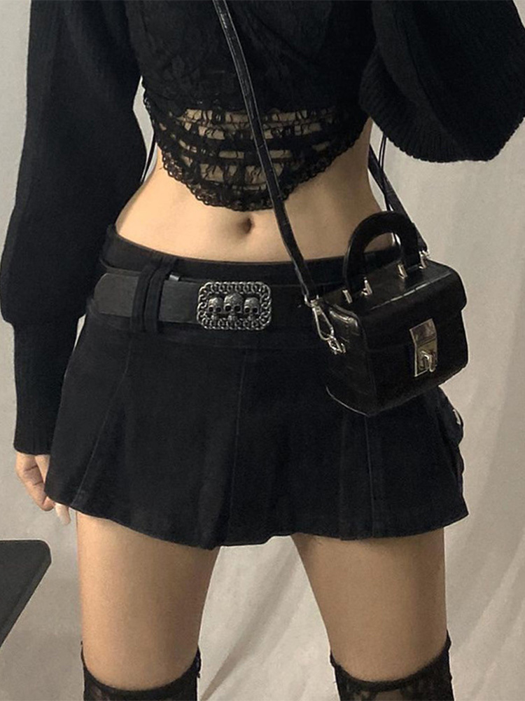 Skirts ALLNeon Pastel Goth Low Waist Micro Y2K Streetwear Acubi Pockets Patchwork Aline Skirt Egirl Aesthetics Outfits Zipper 230404