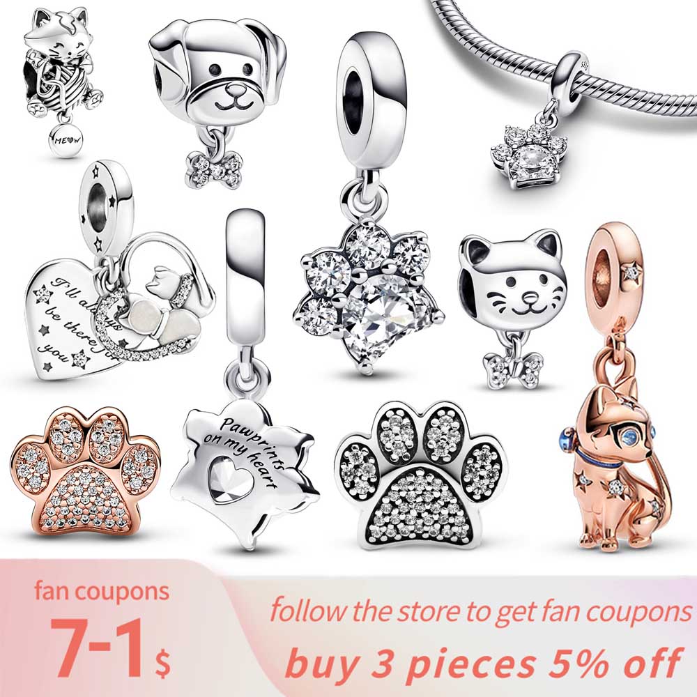 925 silver Fit Pandora Original charms DIY Pendant women Bracelets beads Shiny Paw Print Pendant Kitten
925 silver Fit Pandora Original charms DIY Pendant women Bracelets beads Shiny Paw Print Pendant Kitten