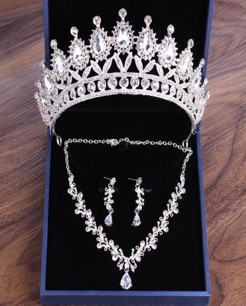 Designer Jewelry Wedding Party Accessories Bridal Headpieces Crown Necklace Earring Sets Diamond Shiny Headbands Birthday Show Pho