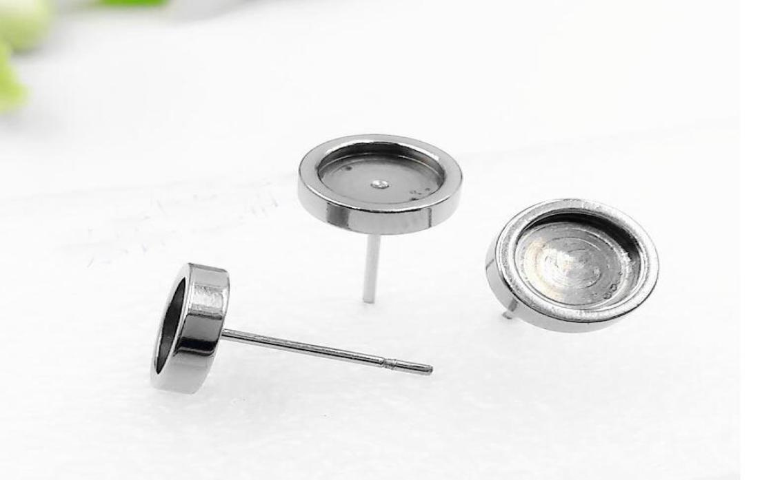 Stainless Steel Stud Earring Cabochon Stones Setting Post Cup Blank Stud Earring Bezel Setting 316 Steel Post