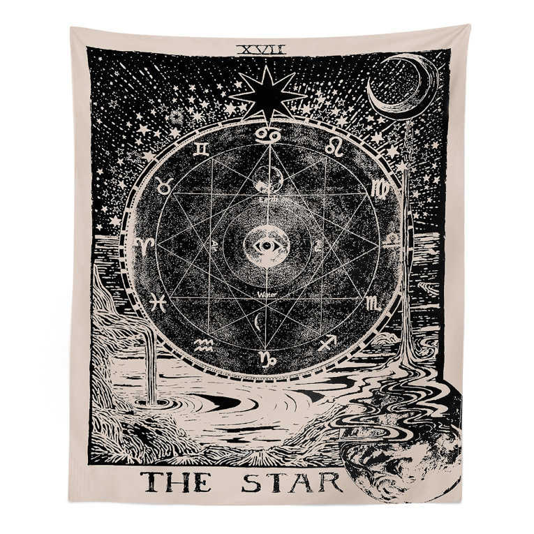 Tapestries Small Size 75X58cm Tarot Card Tapestry Wall Hanging Astrology Divination Bedspread Beach Mat Hanging Cloth Divination Bed Cover