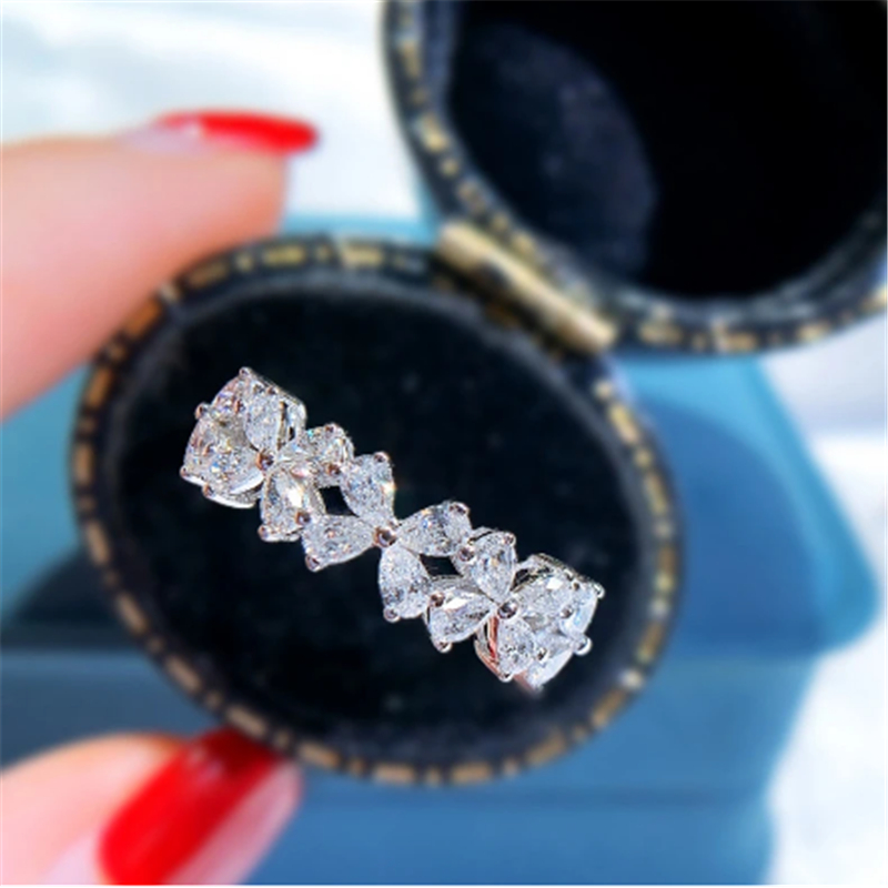 Lovers Heart Diamond Ring 925 Sterling silver Engagement Wedding Band Rings for Women Bridal Promise Party Jewelry Birthday Gift