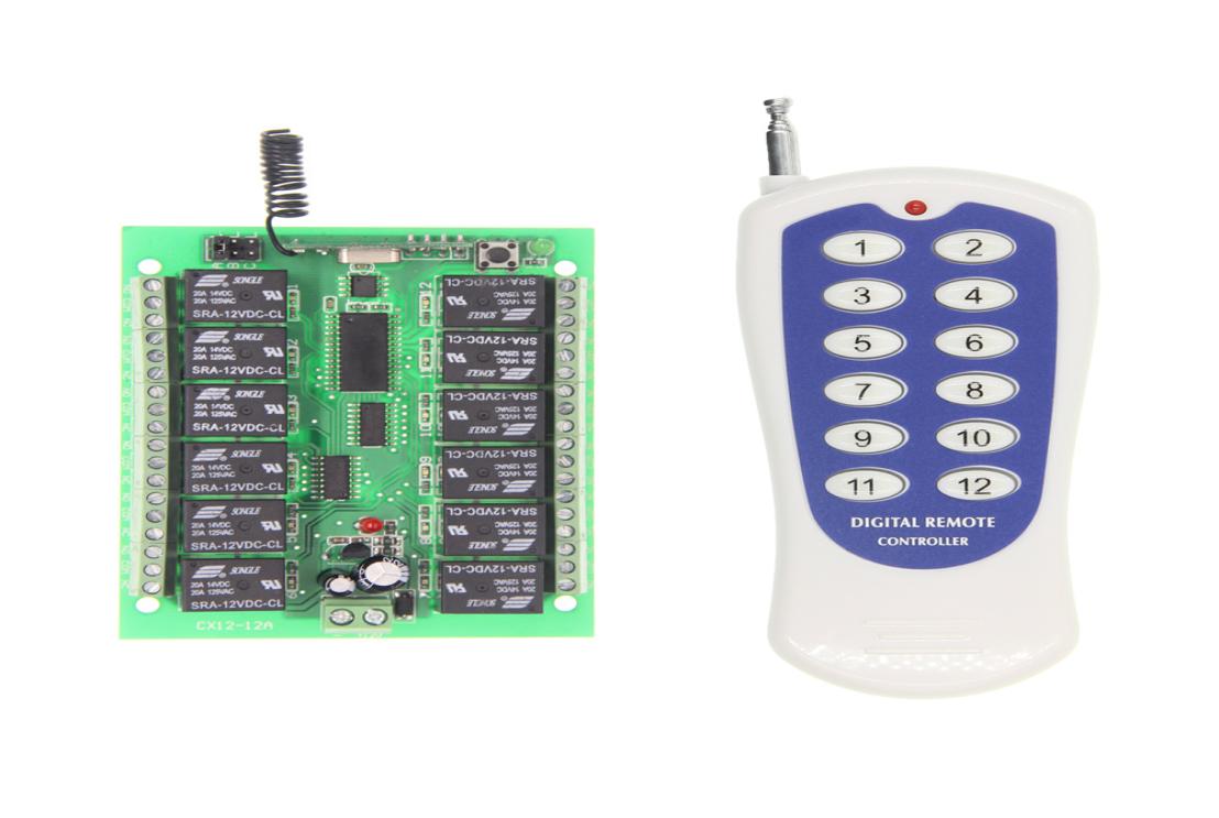 DC 12V 24V 12 CH 12CH RF Wireless Remote Control Switch System315433 MHz Transmitter and Receiver