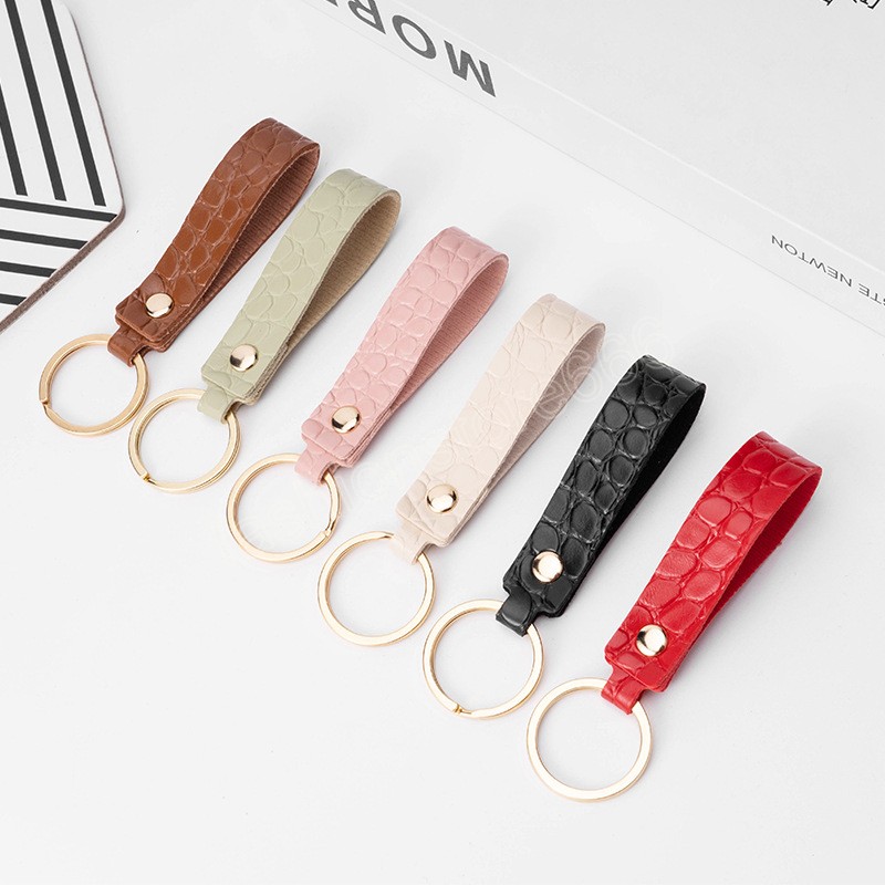 Crocodile Leather Keychain Business Gift Leather Key Chain Men Women Car Key Strap Waist Wallet KeyChains Keyrings 6 Colors