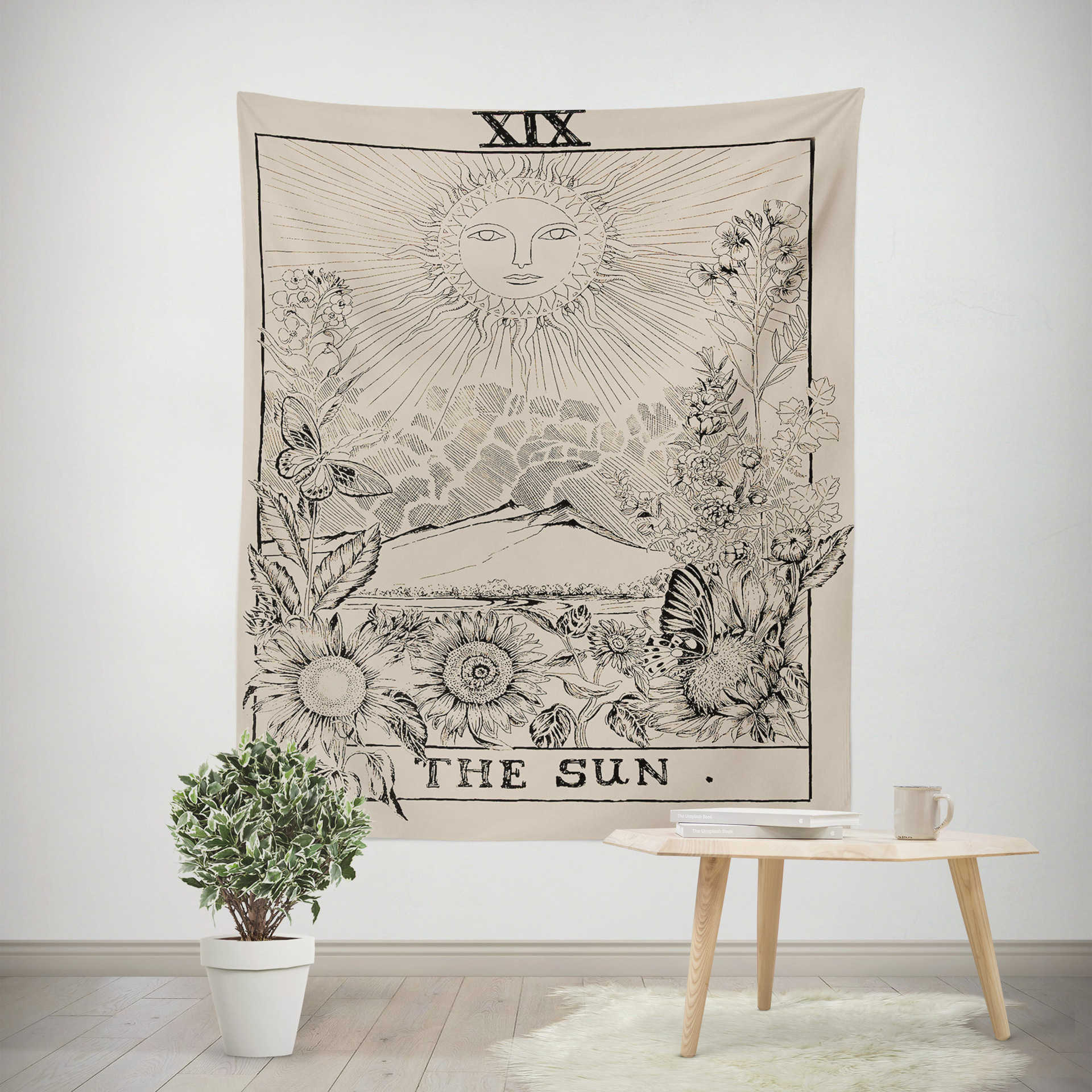 Tapestries Small Size 75X58cm Tarot Card Tapestry Wall Hanging Astrology Divination Bedspread Beach Mat Hanging Cloth Divination Bed Cover