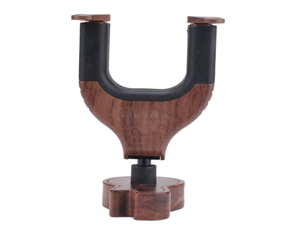 Hard Wood Base in Guitar Shape Guitar Hook Black Walnut Wall Mount Holder for Acoustic Classical Electric Guitar Bass