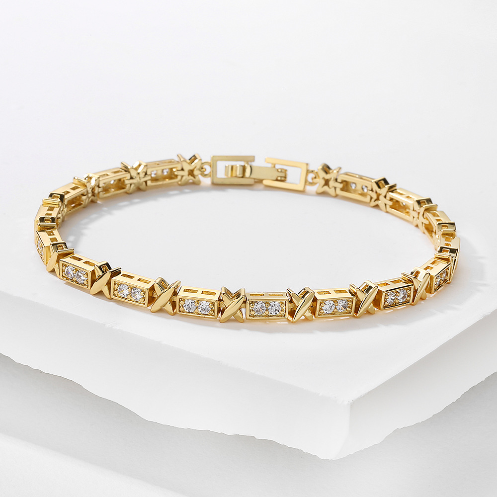 Sterg Sier Cubic Zirconia Cross Bangle Bracelet for Women, White Gold Fill, Vintage Style, Party & Wedding Jewelry, Mother's Day Gift