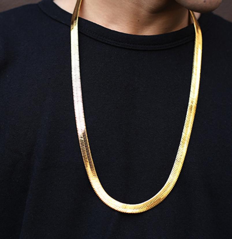 wholesale Hop 75cm Herringbone Chain New Fashion Style 30in Chains Gold Chains Necklaces Jewelry For Bar Club Male Female Gift