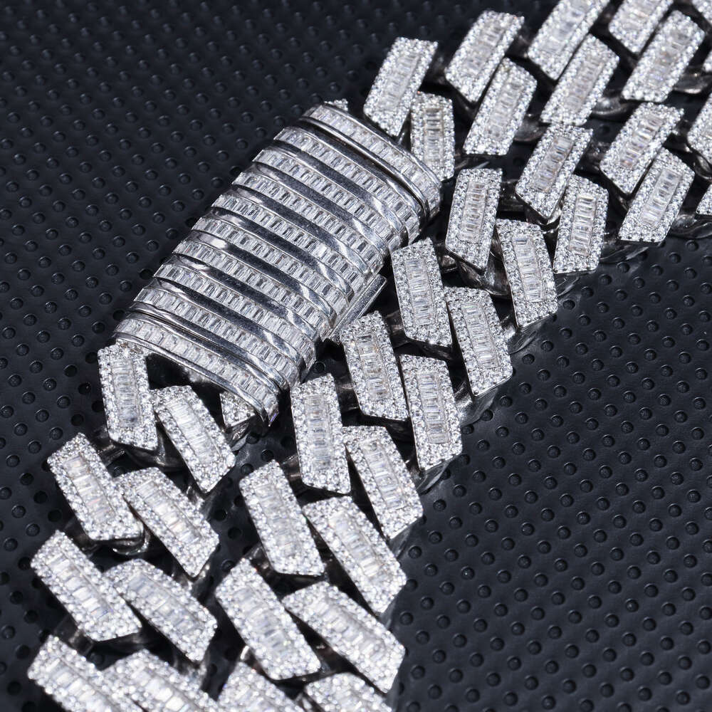 22mm Moissanite Sterg Sier Hip Hop Iced Out Custom Men Necklace Cuban k Chain Gold Plated Jewelry