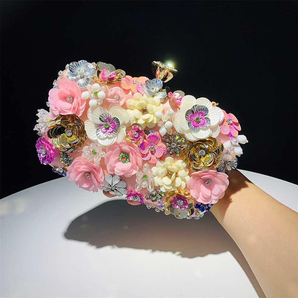 Fashion Dinner Bag Ladies Handmade Flower Pearl Clutch Bag Banquet Wedding Party Bag Handbags Purses and Handbags Pearl Bag