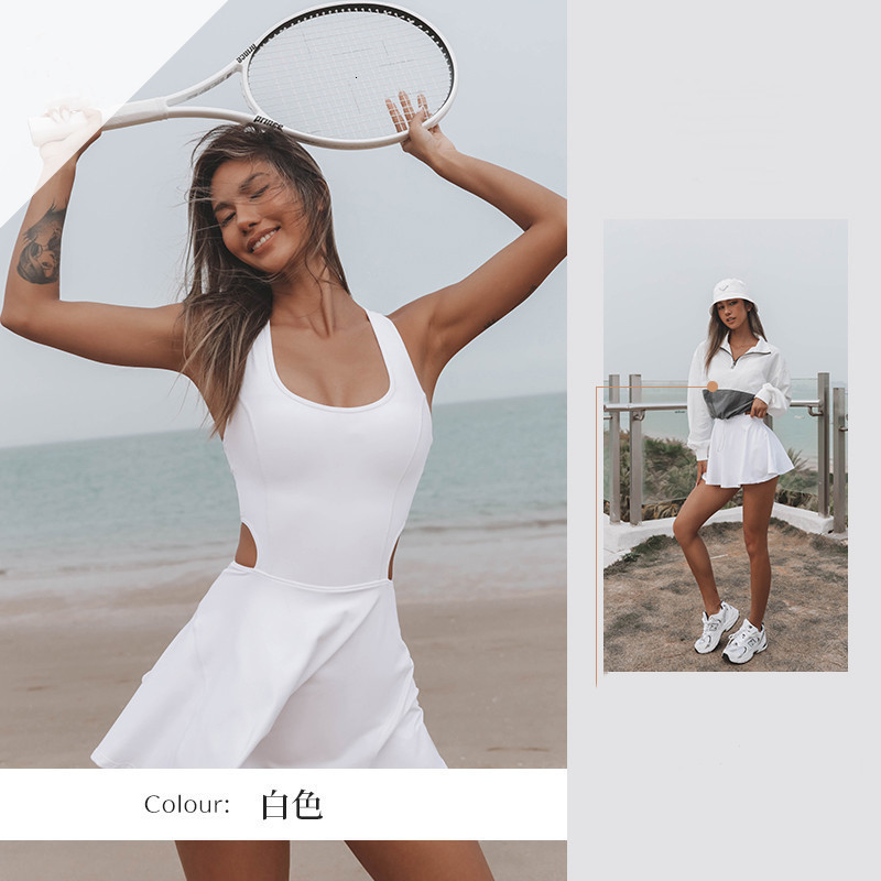 Dresses The All-In-One Yoga Suit Outdoor Sports Fiess Running Clothes Fashion Training Suits Tennis Dress Women 230404