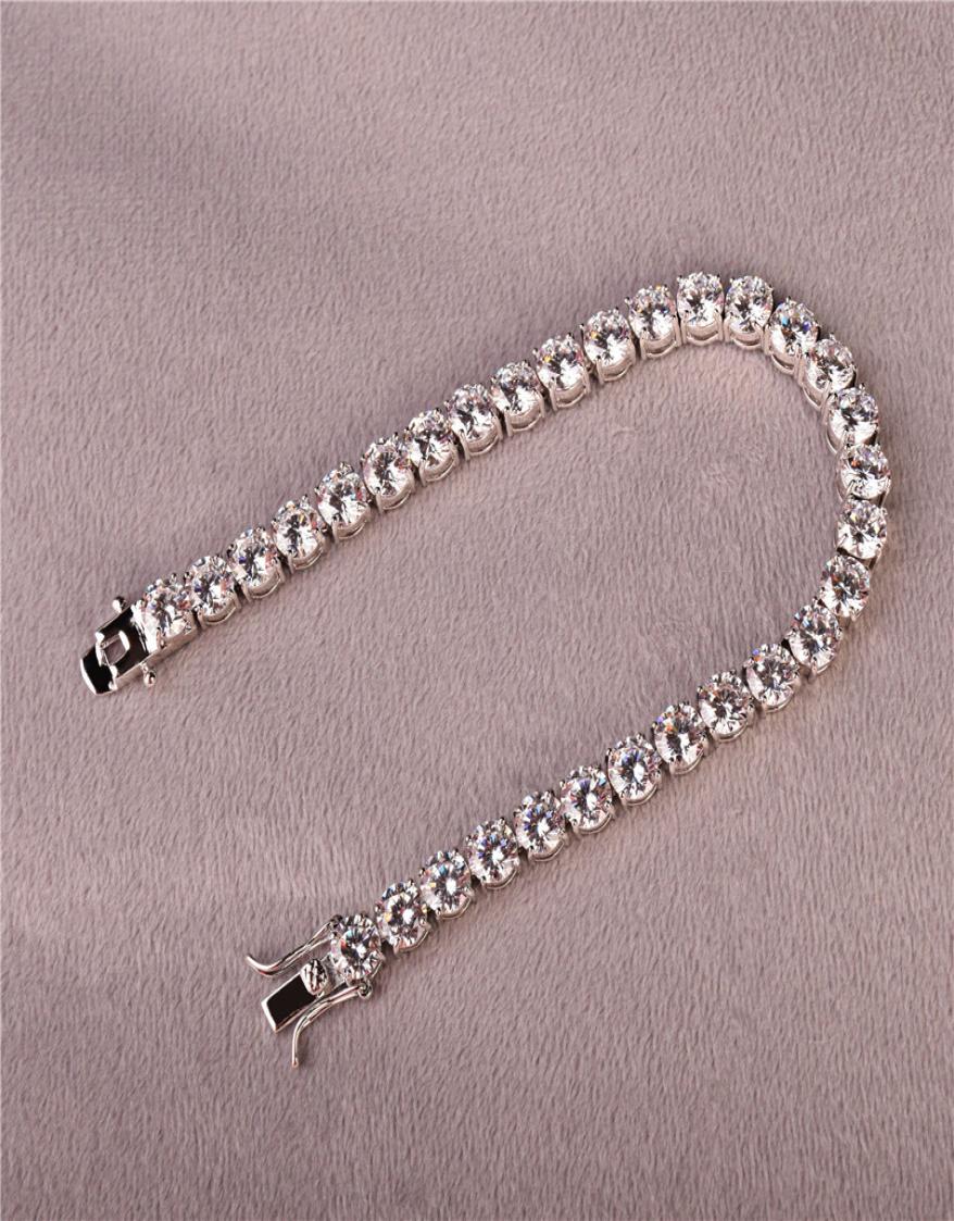 3mm 4mm Mens Double A Cubic Zirconia Tennis Bracelet Chain Hip Hop Jewelry Iced Out Finish 1 Row Sliver Gold CZ Bracelet Link