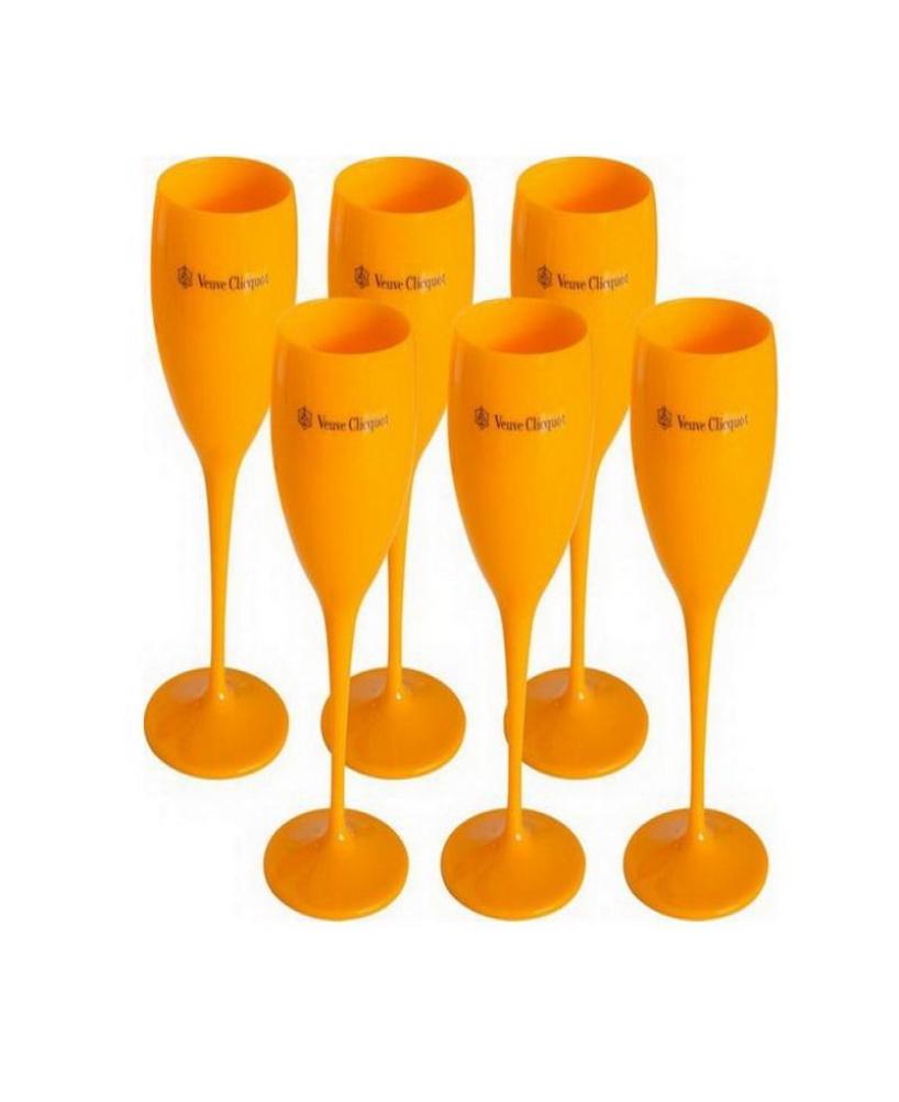 Bands Acrylic Unbreakable Champagnes Wine Glasses Acrylic Veuve Pink Orange Champagne Flutes Whole Party Wedding Decoration