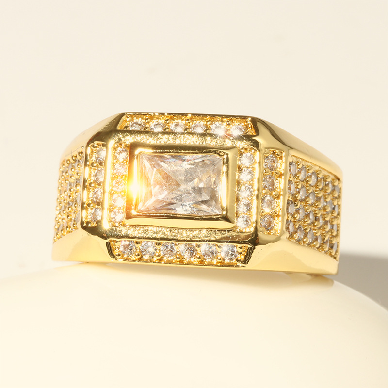 Choucong Brand Wedding Rings Luxury Jewelry 925 Sterling Silver 18K Gold Fill Princess Cut White Topaz CZ Diamond Gemstones Party Men Wedding Band Rin