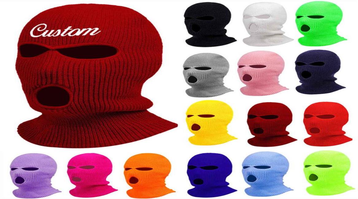 Custom Text Embroidered Winter Women Beanie Hat Balaclava Cycling Ski Mask Men Personalized Your Name Drop327g