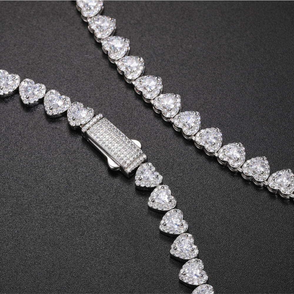 Hip Hop Jewelry Wholesale 7mm Sterg Sier Heart Cut VVS Moissanite Dia Iced Out Tennis Chain Necklace