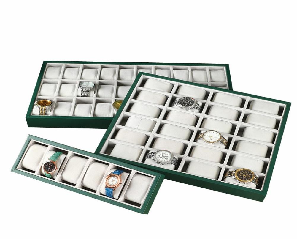New Green PU Leather Watch Display Tray 6122430 Grid Watch Display Storage Props Watch Booth Display Shelf