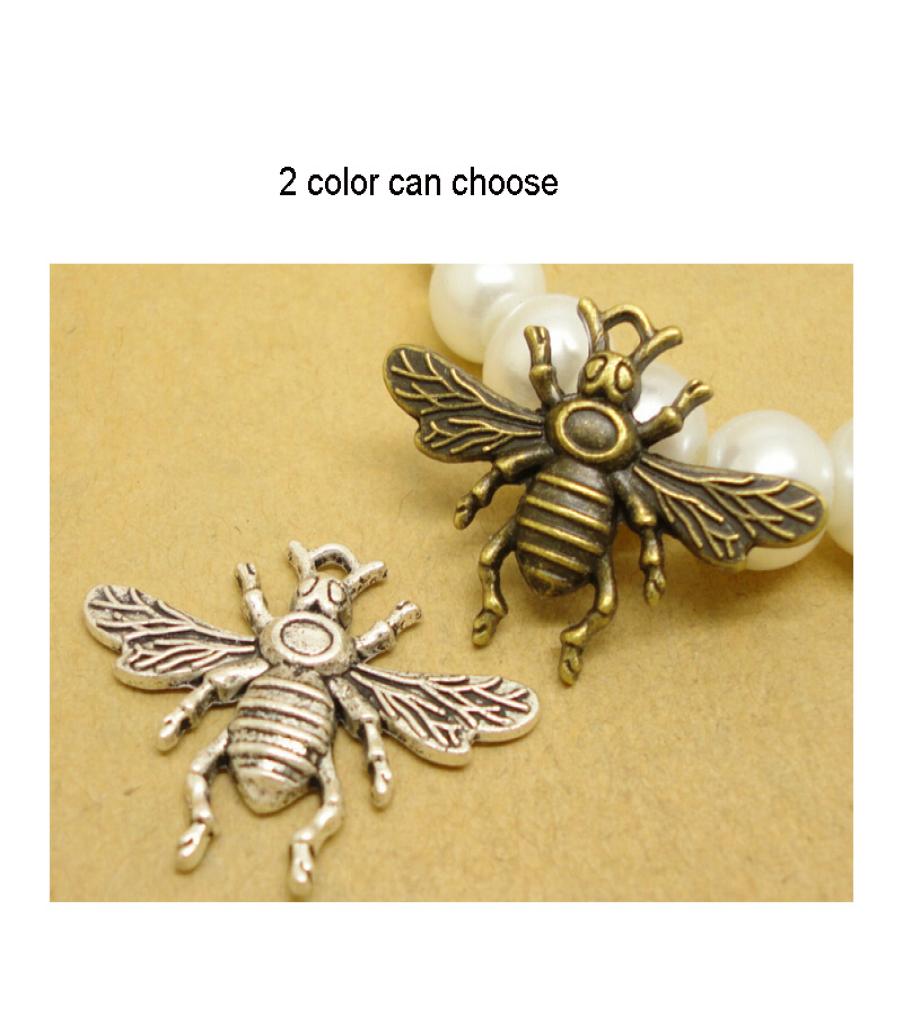 Items100pcslot Alloy Bee bronze or silver Plated Charms Pendant Fit Jewelry DIY 2524MM
