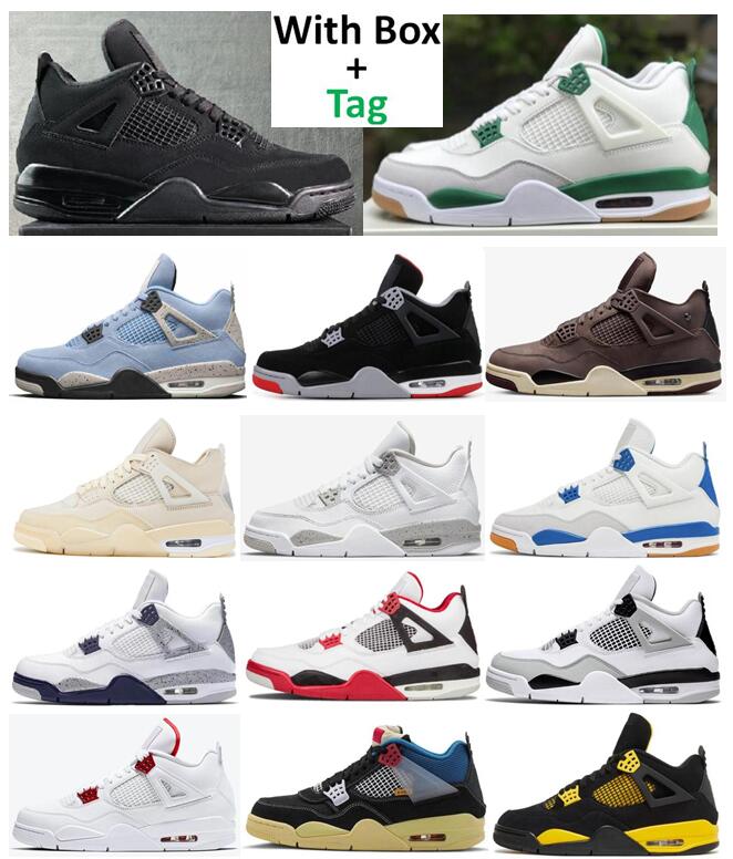 WITH BOX Designer Best Quality Men 4s Basketball Shoes Bred Pine Green Sapphire Black Cat Sail Thunder AMM White Oreo Military Black University Blue Fire Red White Cem
WITH BOX Designer Best Quality Men 4s Basketball Shoes Bred Pine Green Sapphire Black Cat Sail Thunder AMM White Oreo Military Black University Blue Fire Red White Cem