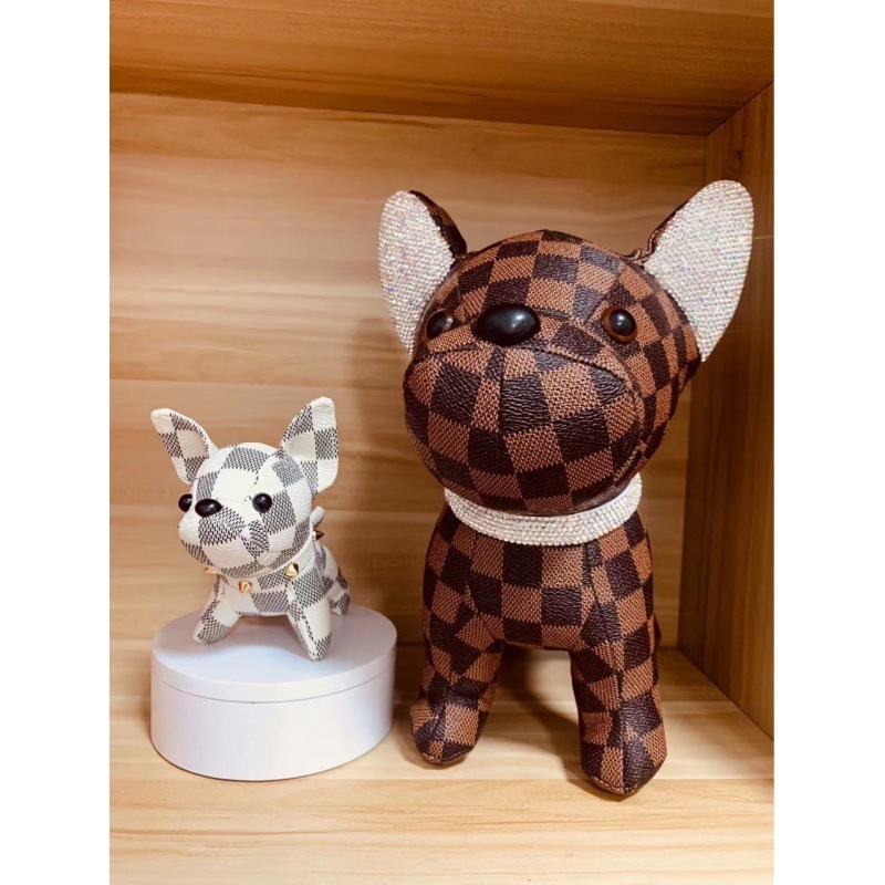 Decorative Objects Figurines Cute Diamond-studded Dog Plush Toy Creative French Fighting Dog Doll Pillow Living Room Decoration Home Decoration 230404