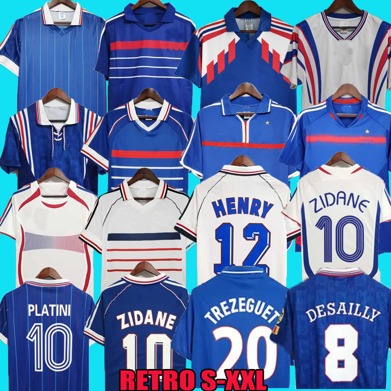 1998 france retro soccer jerseys 1982 84 86 88 90 96 98 00 02 04 06 ZIDANE HENRY MAILLOT DE FOOT POGBA football shirt REZEGUET DESAILLY french club Classic Vintage tops