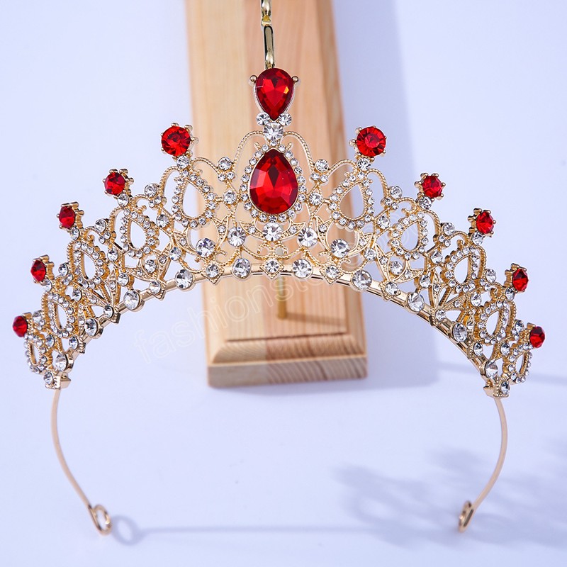 18 Colors Gold Silver Color Metal Crystal Tiara Crown Party Gift Princess Rhinestone Bridal Crown Hair Accessories