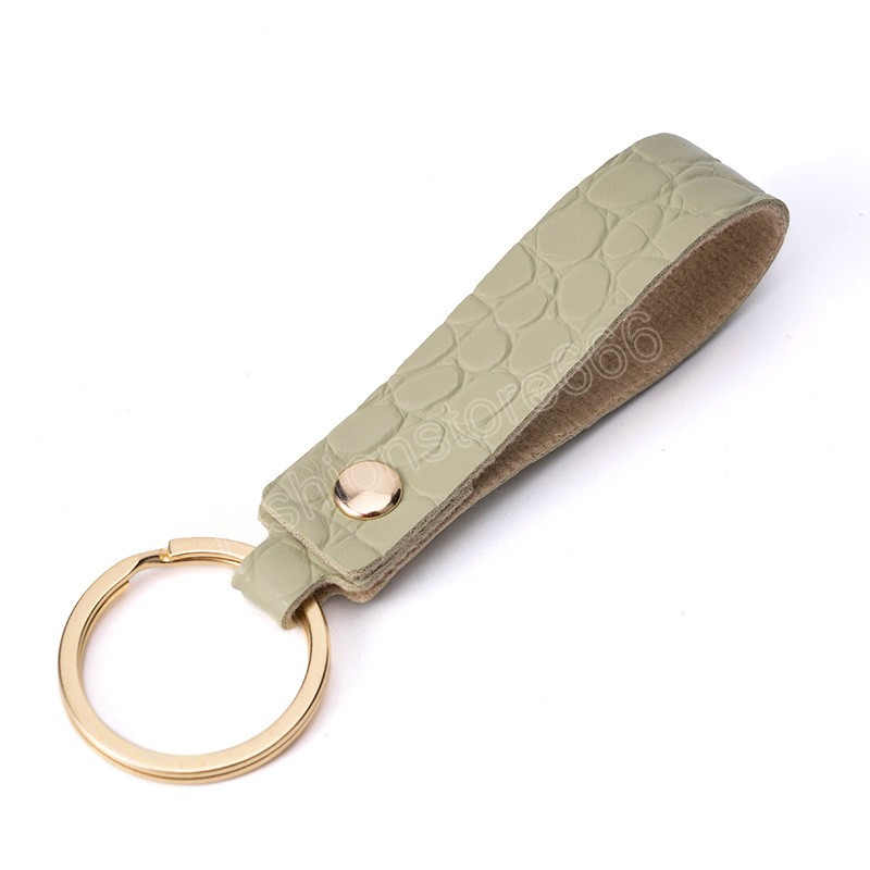 Crocodile Leather Keychain Business Gift Leather Key Chain Men Women Car Key Strap Waist Wallet KeyChains Keyrings 6 Colors