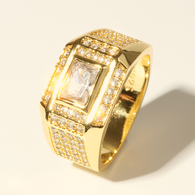 Choucong Brand Wedding Rings Luxury Jewelry 925 Sterling Silver 18K Gold Fill Princess Cut White Topaz CZ Diamond Gemstones Party Men Wedding Band Rin
