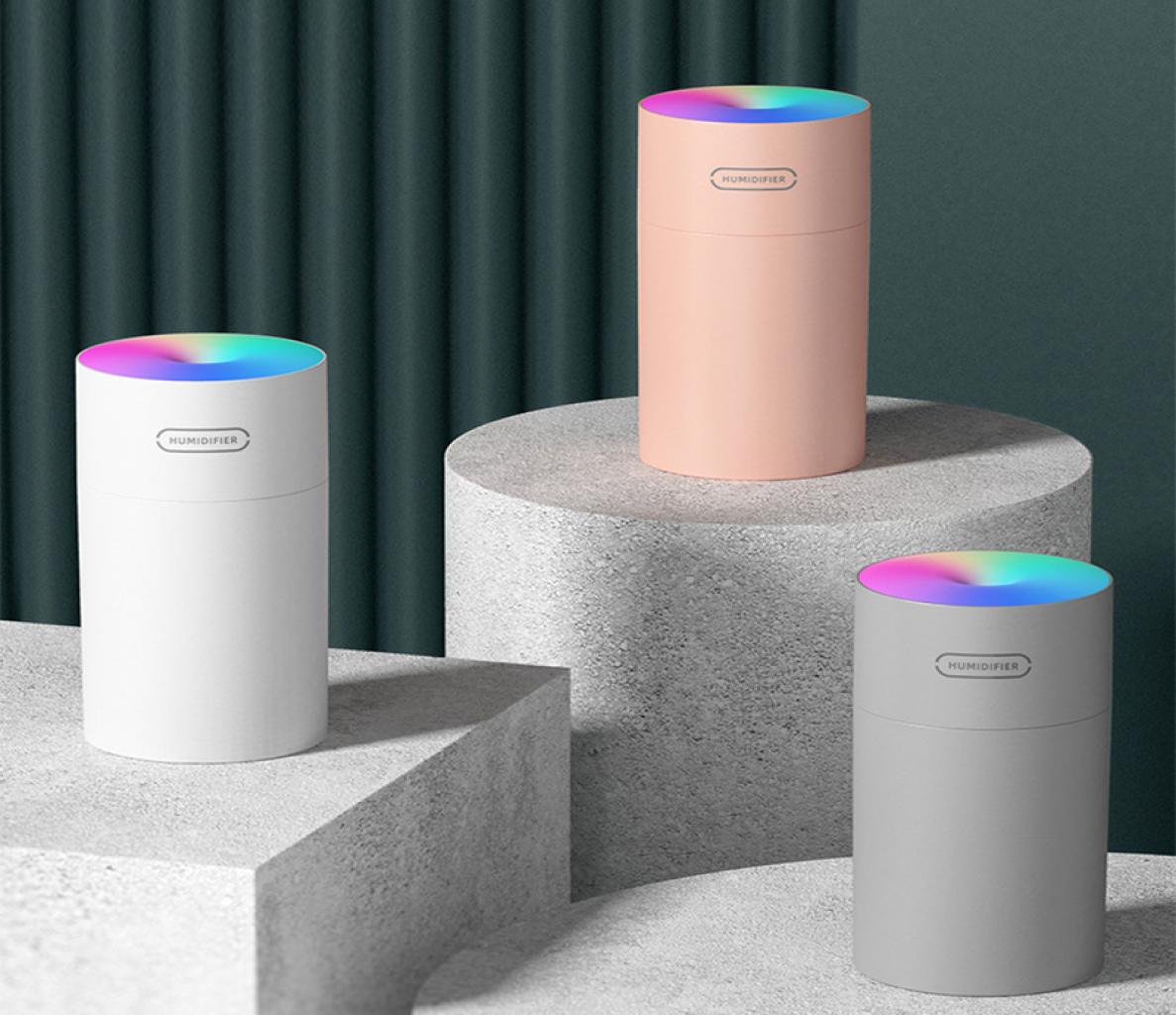 Humidifiers Mini H2O Air Diffuser USB Humidifier LED light night Car Essential 270ml Oil Aroma Atomizer Mist Maker Fogger For Home