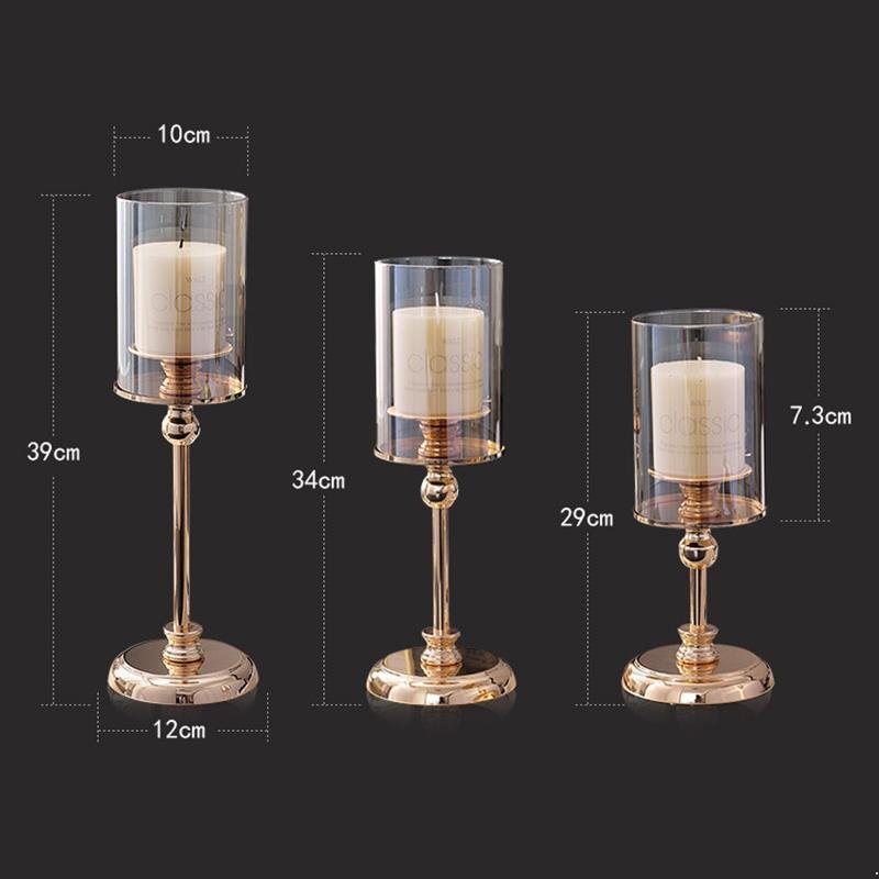 3pcs/set Retro Metal Candle Holders Creative Glass Candlestick Crafts Wedding Holiday Party Supplies Candelabrum Home Decoration Ornaments NEW XJ26030