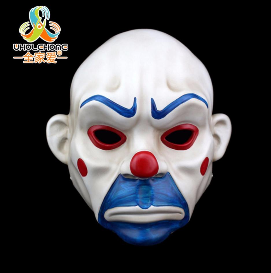 Adult Joker Clown Bank Robber Mask Dark Knight Costume Halloween Masquerade Party Fancy Resin Mask