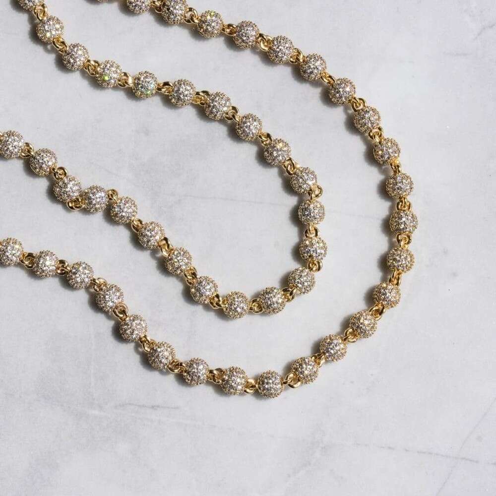 necklace moissanite chain Custom Hip Hop Iced Out Shining 4mm Diamond S925 Silver Ball Beads