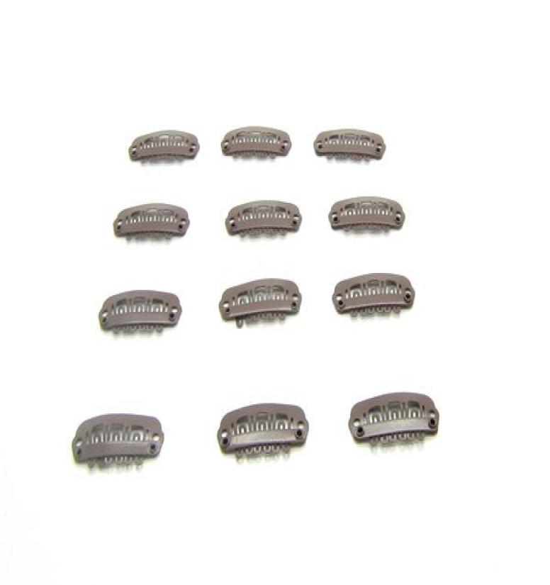 Smallest 24cm 6 Teeth Hair Clips for Hair ExtensionsToupees ClipsHair Extension ToolsLight Brown100pcs