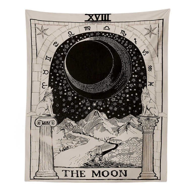 Tapestries Small Size 75X58cm Tarot Card Tapestry Wall Hanging Astrology Divination Bedspread Beach Mat Hanging Cloth Divination Bed Cover