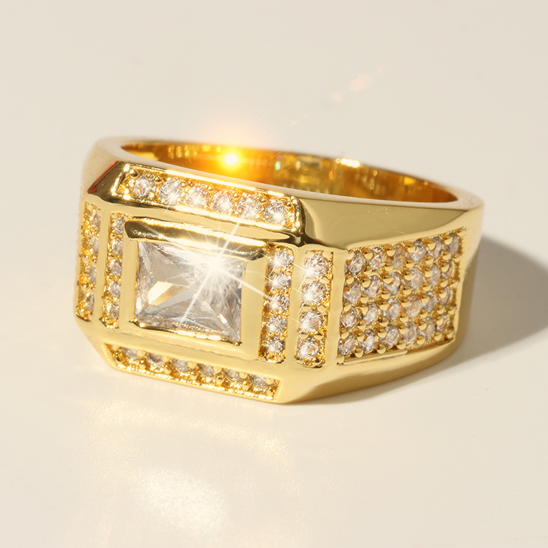 Choucong Brand Wedding Rings Luxury Jewelry 925 Sterling Silver 18K Gold Fill Princess Cut White Topaz CZ Diamond Gemstones Party Men Wedding Band Rin