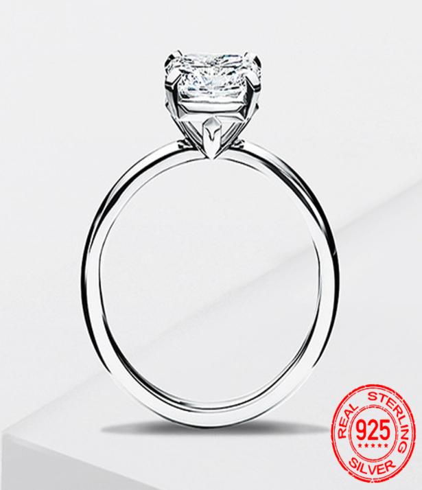 100 925 Sterling Silver Ring For Women Luxury Zirconia Diamond Jewelry Solitaire Wedding Engagement Ring Gift Accessories XR451