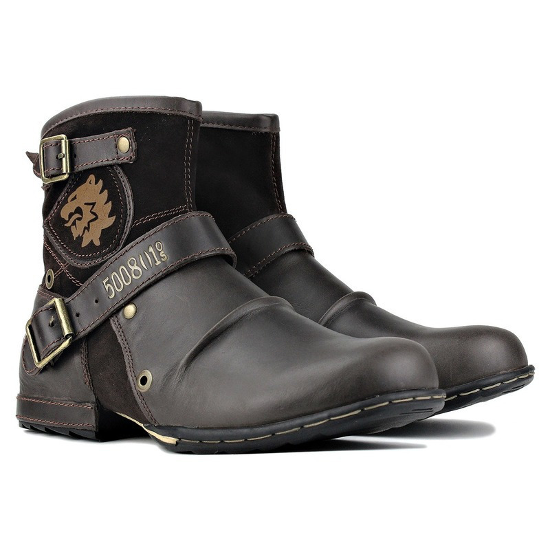 Boots Men's Ankle Boots High Quality Work Cowboy Boots Zipper Up Motorcycle Boots Men Fashion Western Boots Plus size 39-48 230404