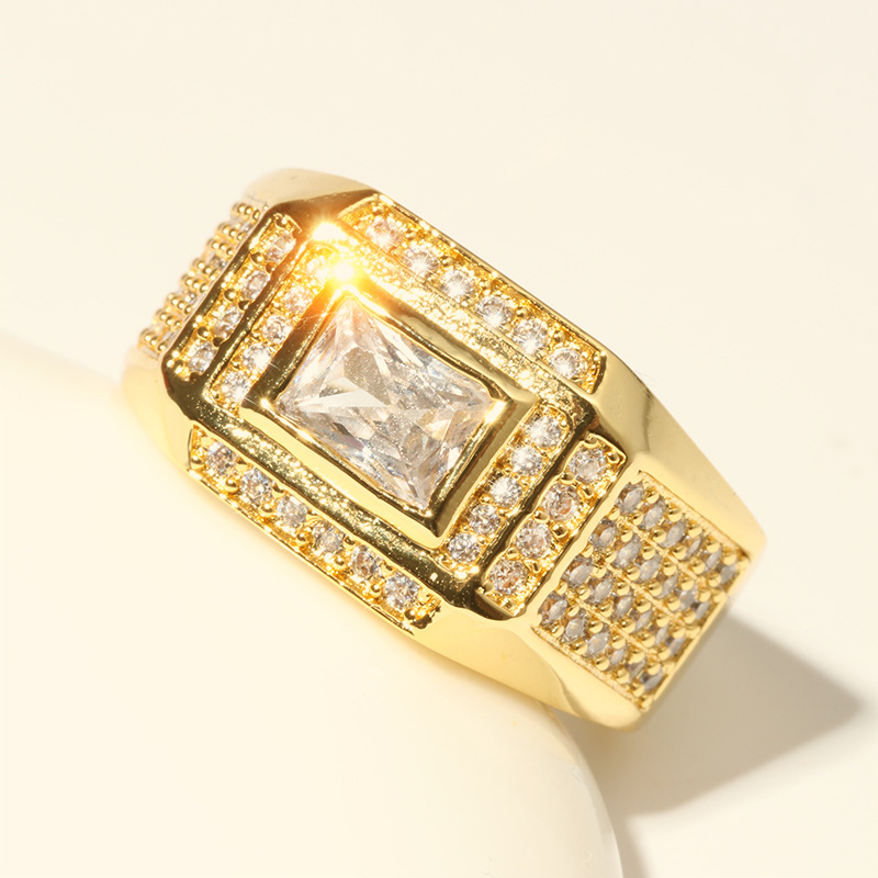 Choucong Brand Wedding Rings Luxury Jewelry 925 Sterling Silver 18K Gold Fill Princess Cut White Topaz CZ Diamond Gemstones Party Men Wedding Band Rin