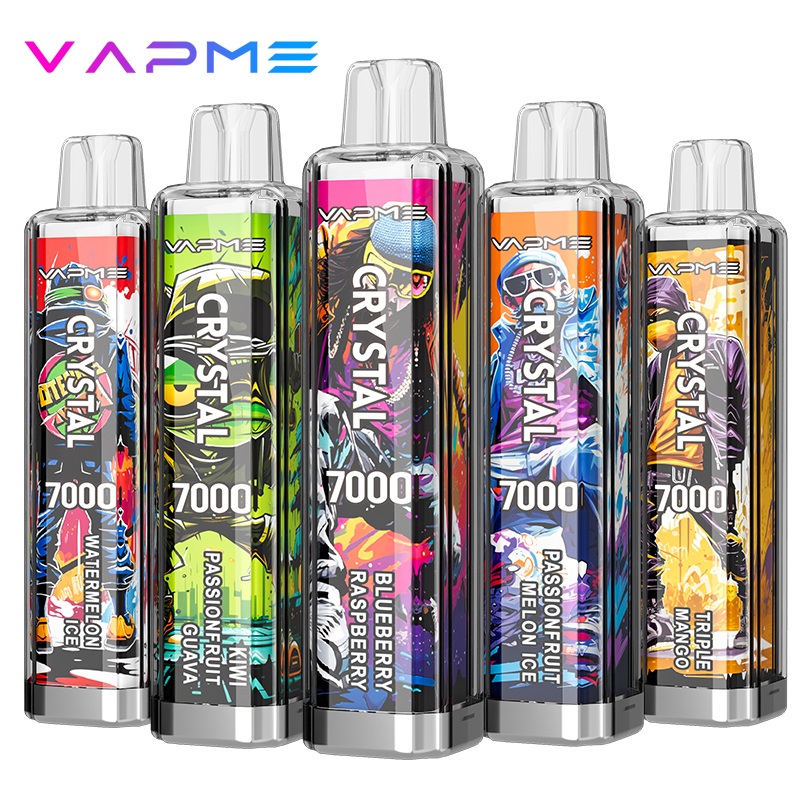 New Original Authentic VAPME CRYSTAL 7000 Puffs Disposable Vape 14ml Prefilled Device Type-C Rechargeable Battery 0.8ohm Coil 12 Flavors 7K E Cigarettes OEM Welcome