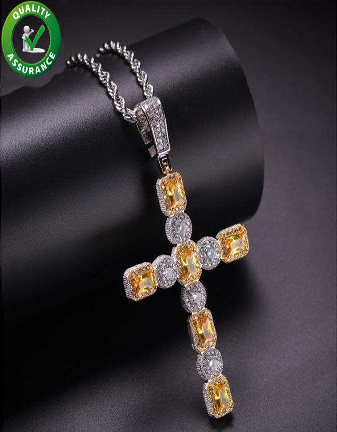 Iced Out Chains Hip Hop Jewelry Designer Necklace Style Charms Mens Cross Pendant Luxury Micro Paved CZ Diamond DJ Rapper Wedding